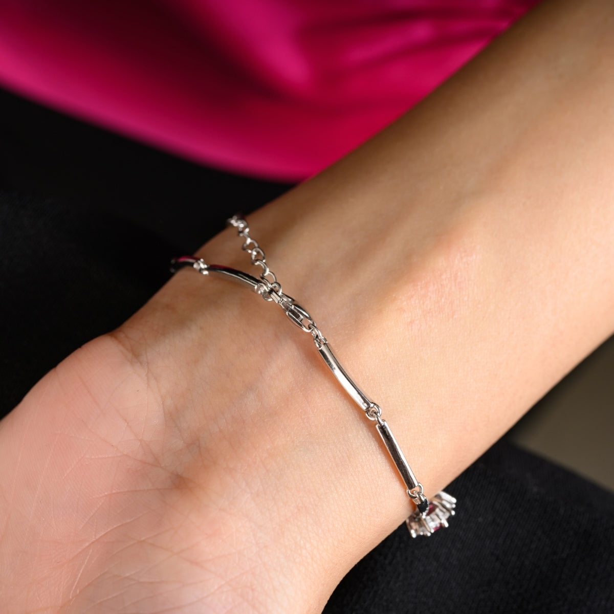 Colorful CZ Diamond Flower Tennis Bracelets for Women in Red, Blue, and Green