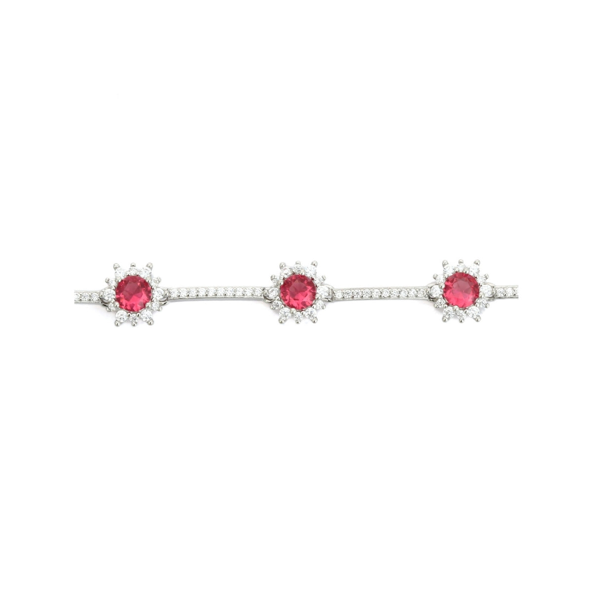 Colorful CZ Diamond Flower Tennis Bracelets for Women in Red, Blue, and Green