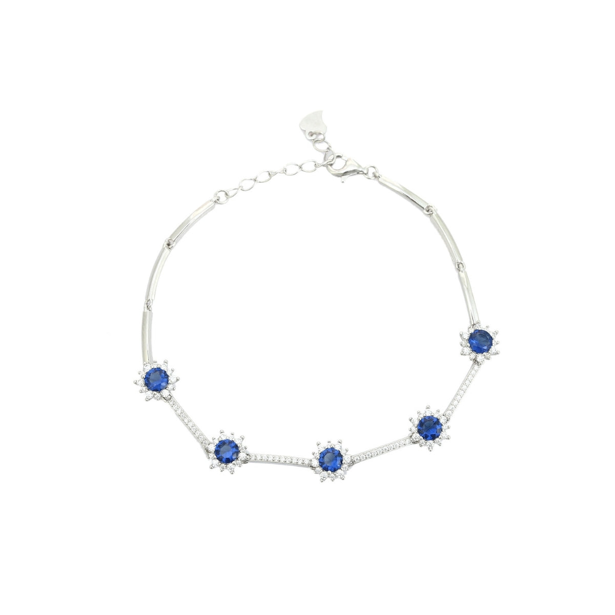 Colorful CZ Diamond Flower Tennis Bracelets for Women in Red, Blue, and Green