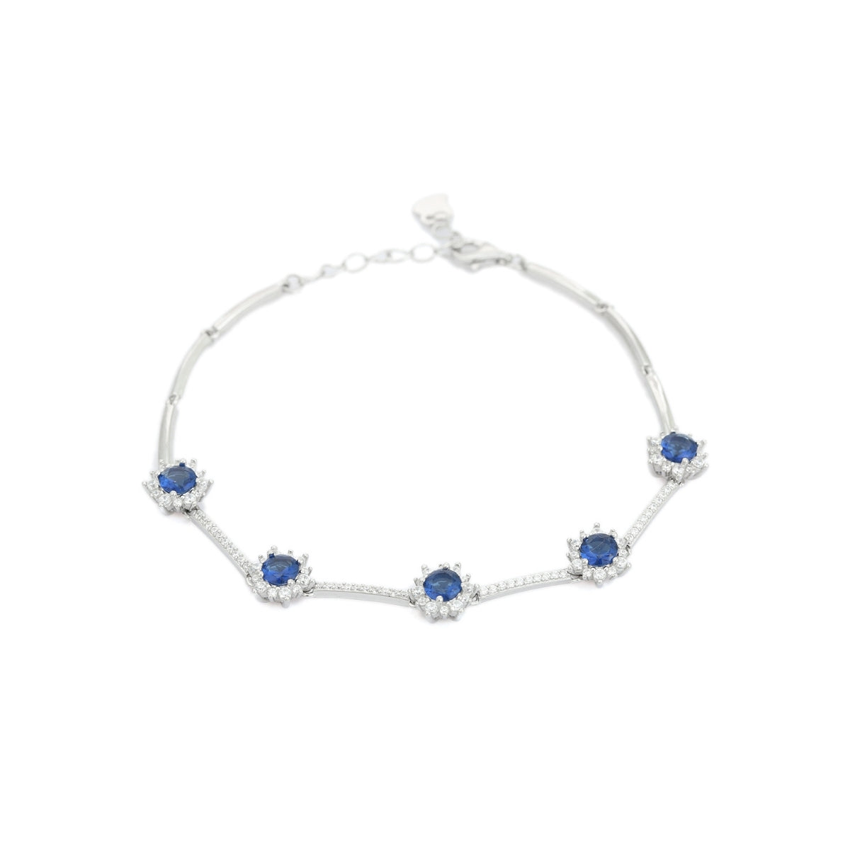 Colorful CZ Diamond Flower Tennis Bracelets for Women in Red, Blue, and Green