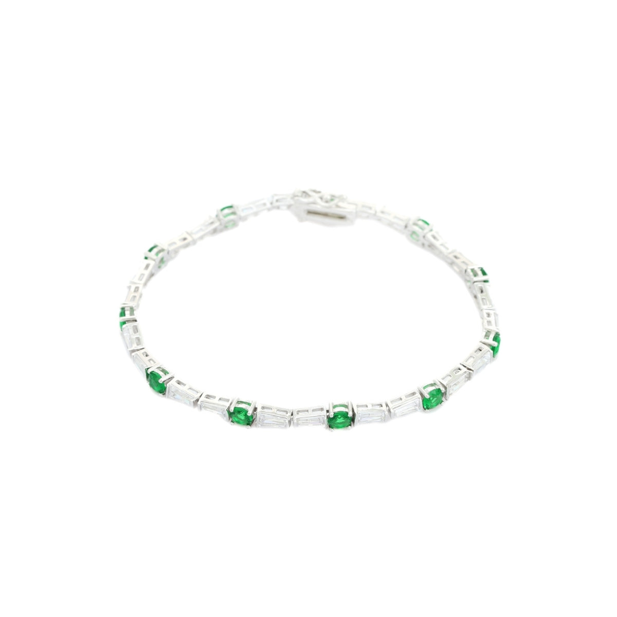 925 Silver Tennis Bracelets for Women - Green, Red, and Blue CZ Diamonds