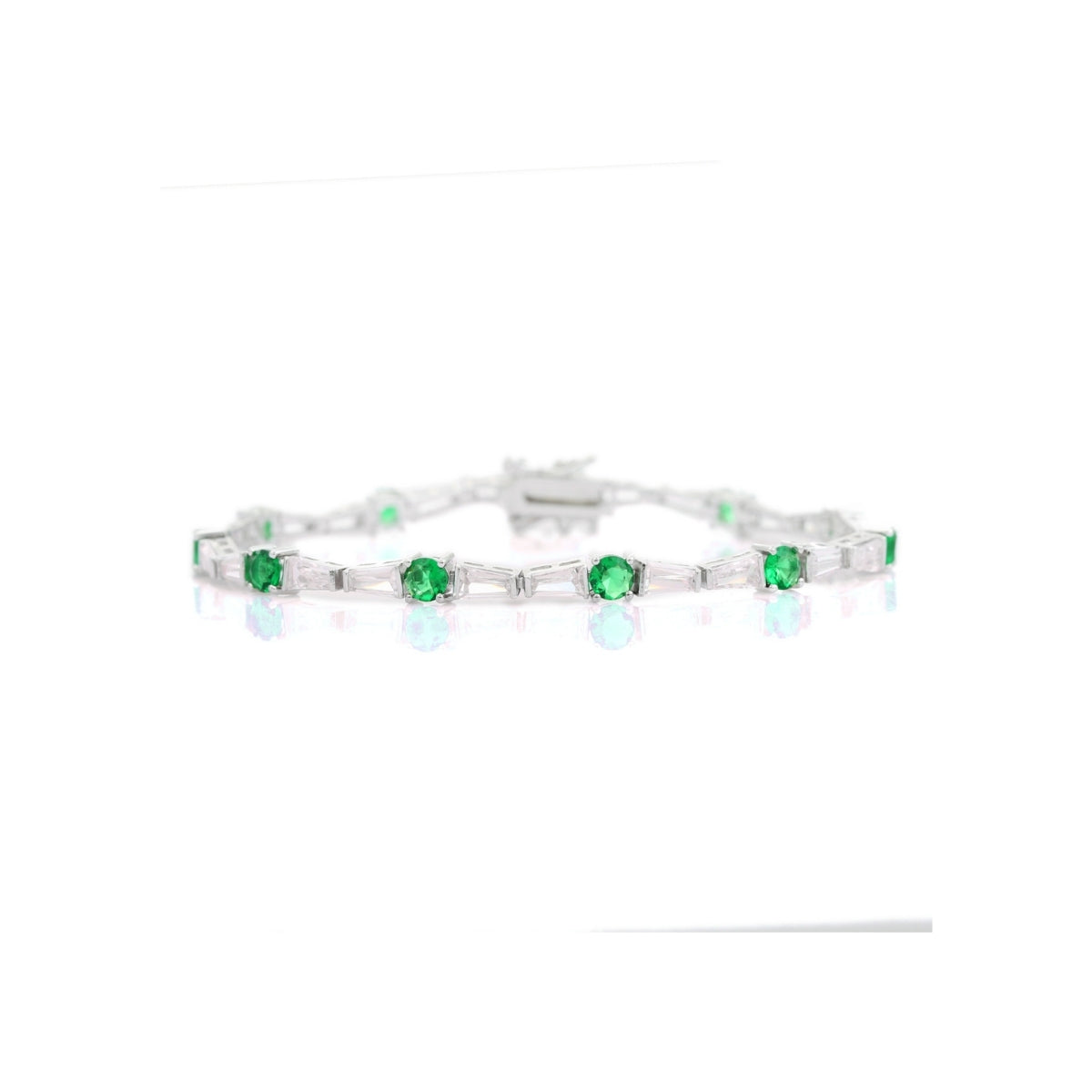 925 Silver Tennis Bracelets for Women - Green, Red, and Blue CZ Diamonds