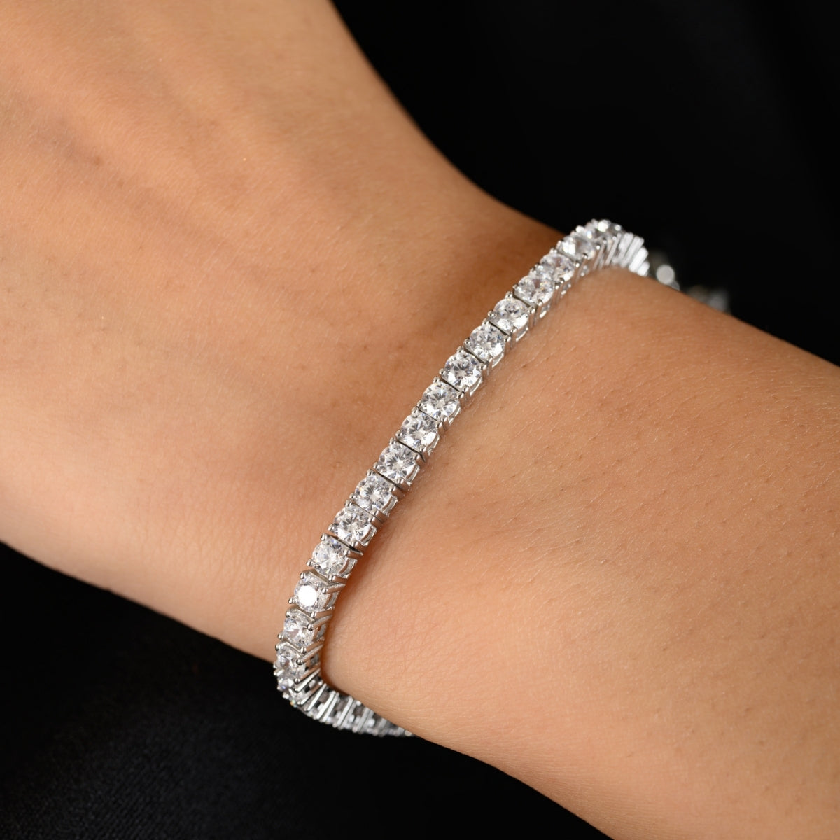 925 Silver Solitaire CZ Diamond Tennis Bracelet for Women