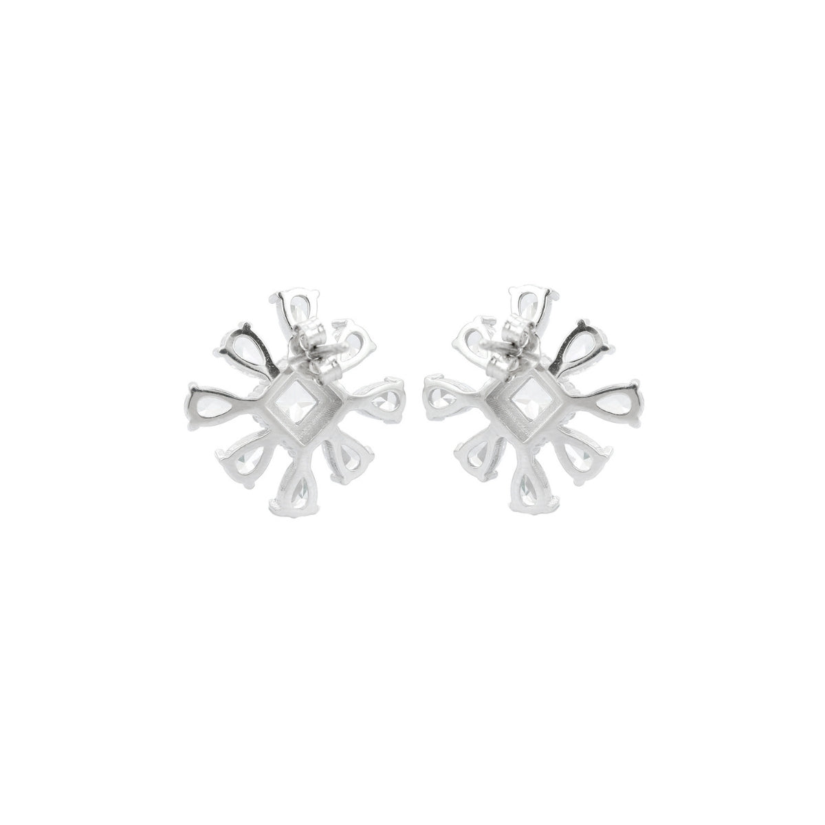 Sparkling Snowflake Cz Crystal Silver Earrings