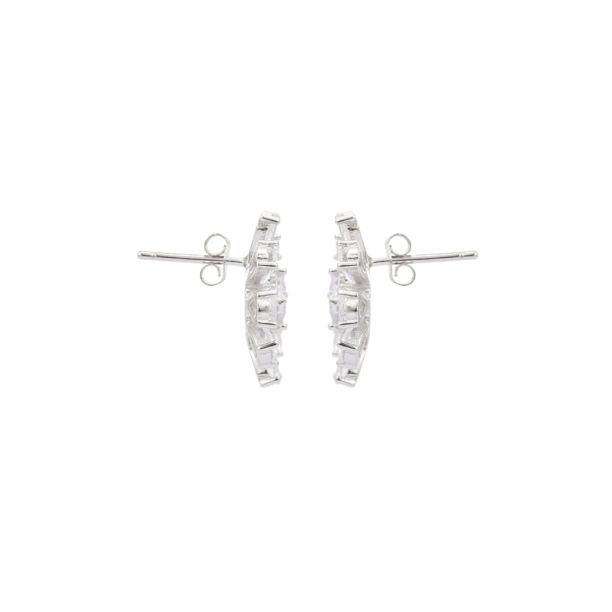 Sparkling Snowflake Cz Crystal Silver Earrings