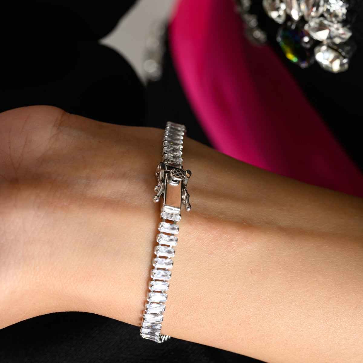 925 Silver White Gold Tennis Bracelet for Women