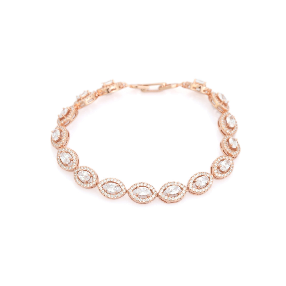 Rose Gold Tennis Bracelet for Women - Sparkling Oval Cut Cz Diamonds