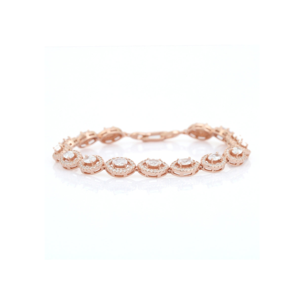 Rose Gold Tennis Bracelet for Women - Sparkling Oval Cut Cz Diamonds