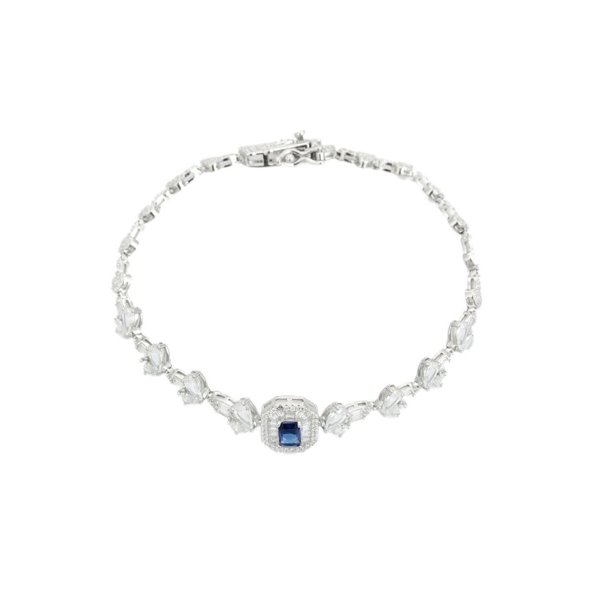 925 Silver Tennis Bracelets for Women - Emerald Cut Blue, Red, and Green CZ Diamonds