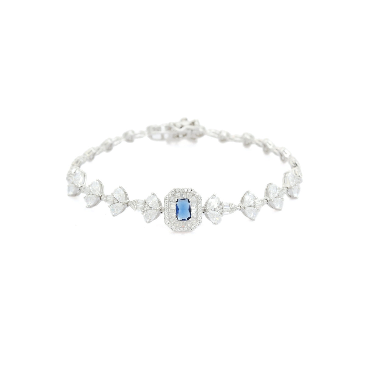 925 Silver Tennis Bracelets for Women - Emerald Cut Blue, Red, and Green CZ Diamonds