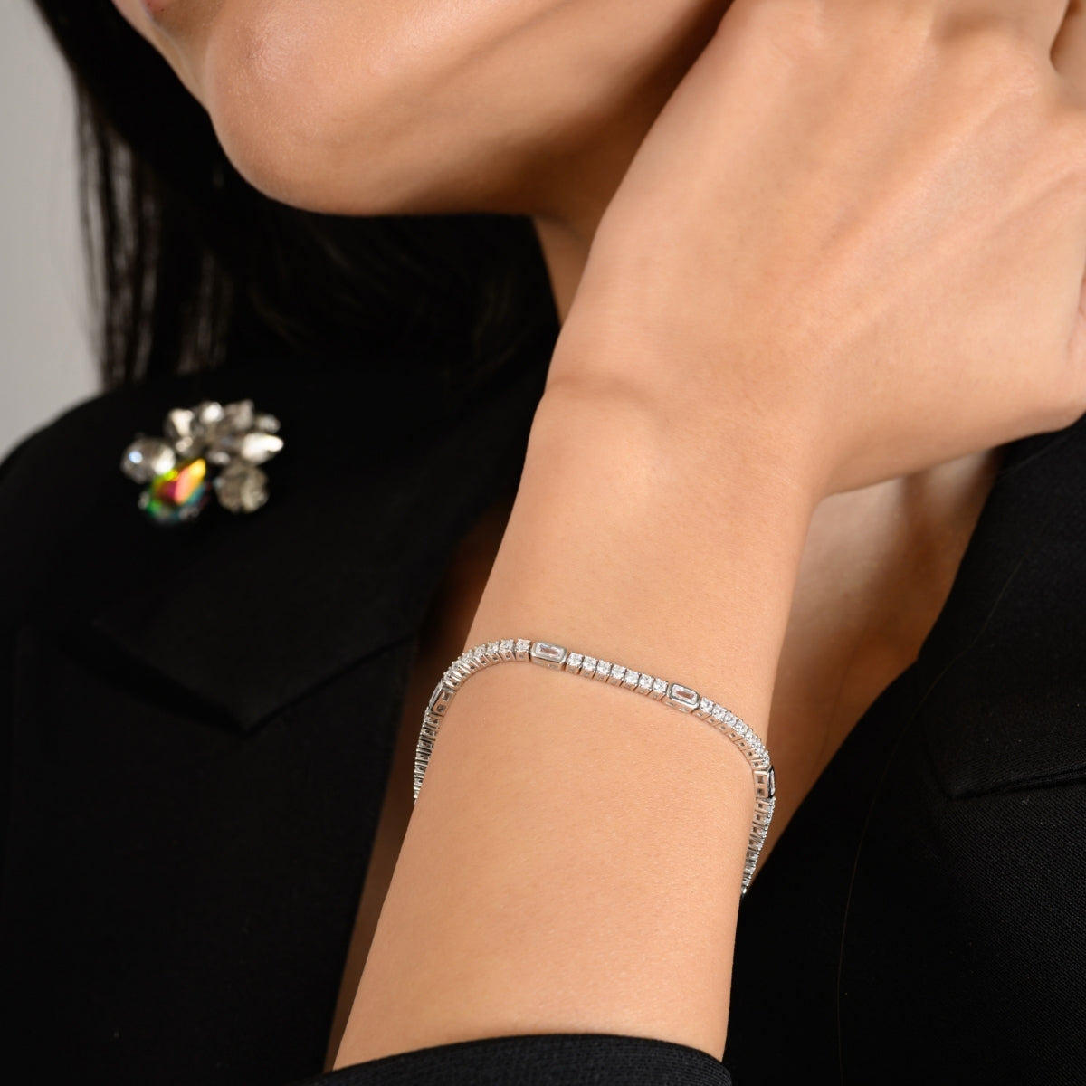 Dainty Tennis Bracelet with Delicate CZ Diamonds in Prong Settings