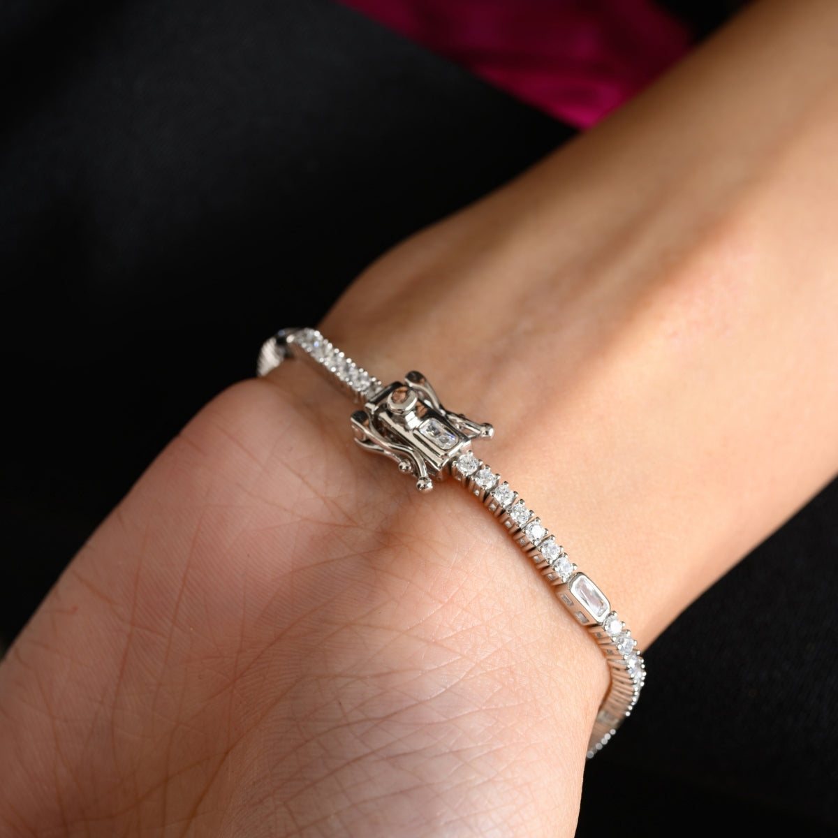 Dainty Tennis Bracelet with Delicate CZ Diamonds in Prong Settings