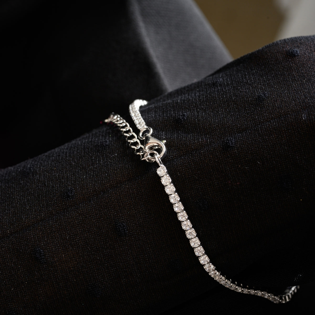 Tennis Bracelet with Delicate Heart Shape Green Diamond