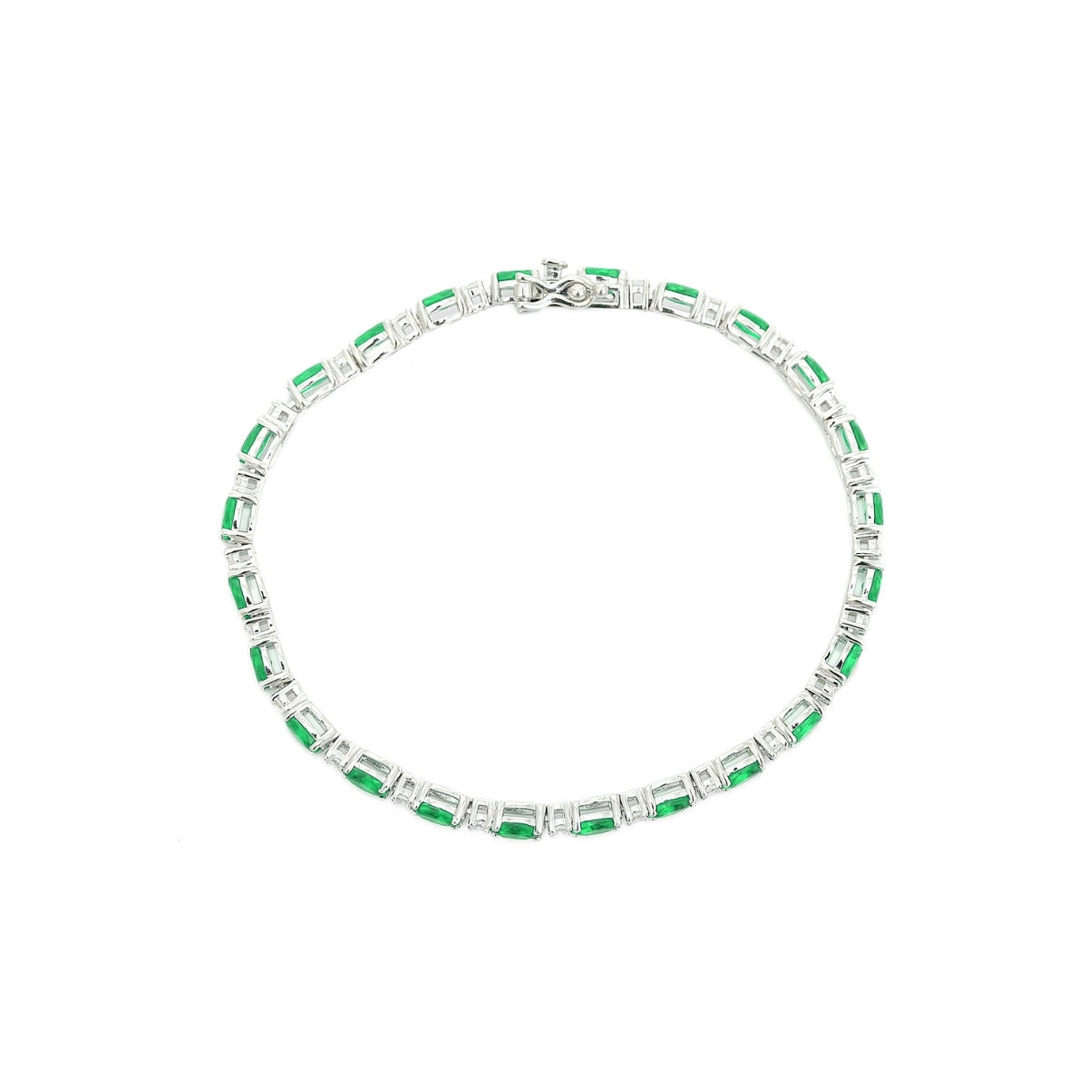 Elegant Oval Cut CZ Diamond Tennis Bracelets for Women- Available in White Gold - Green and Red Color Options