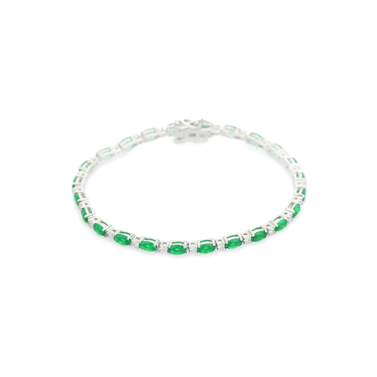 Elegant Oval Cut CZ Diamond Tennis Bracelets for Women- Available in White Gold - Green and Red Color Options