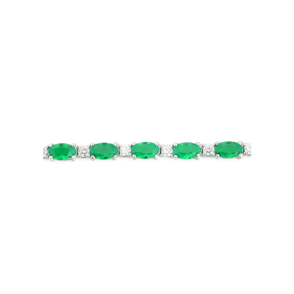 Elegant Oval Cut CZ Diamond Tennis Bracelets for Women- Available in White Gold - Green and Red Color Options