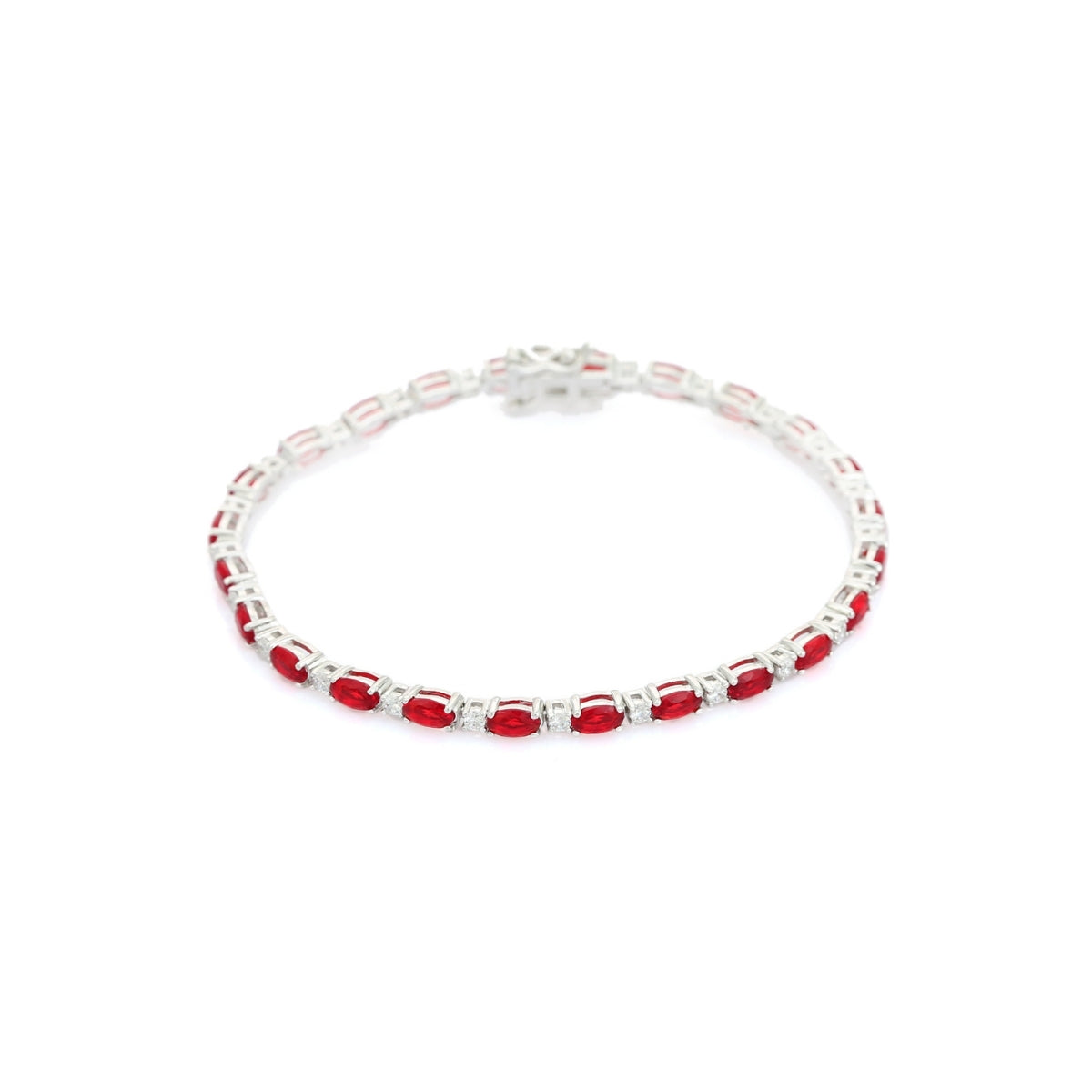 Elegant Oval Cut CZ Diamond Tennis Bracelets for Women- Available in White Gold - Green and Red Color Options