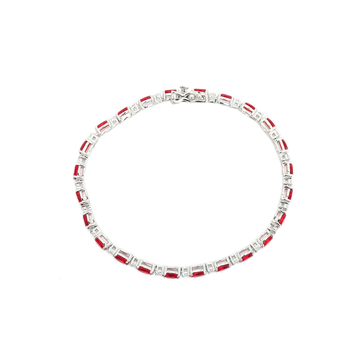 Elegant Oval Cut CZ Diamond Tennis Bracelets for Women- Available in White Gold - Green and Red Color Options