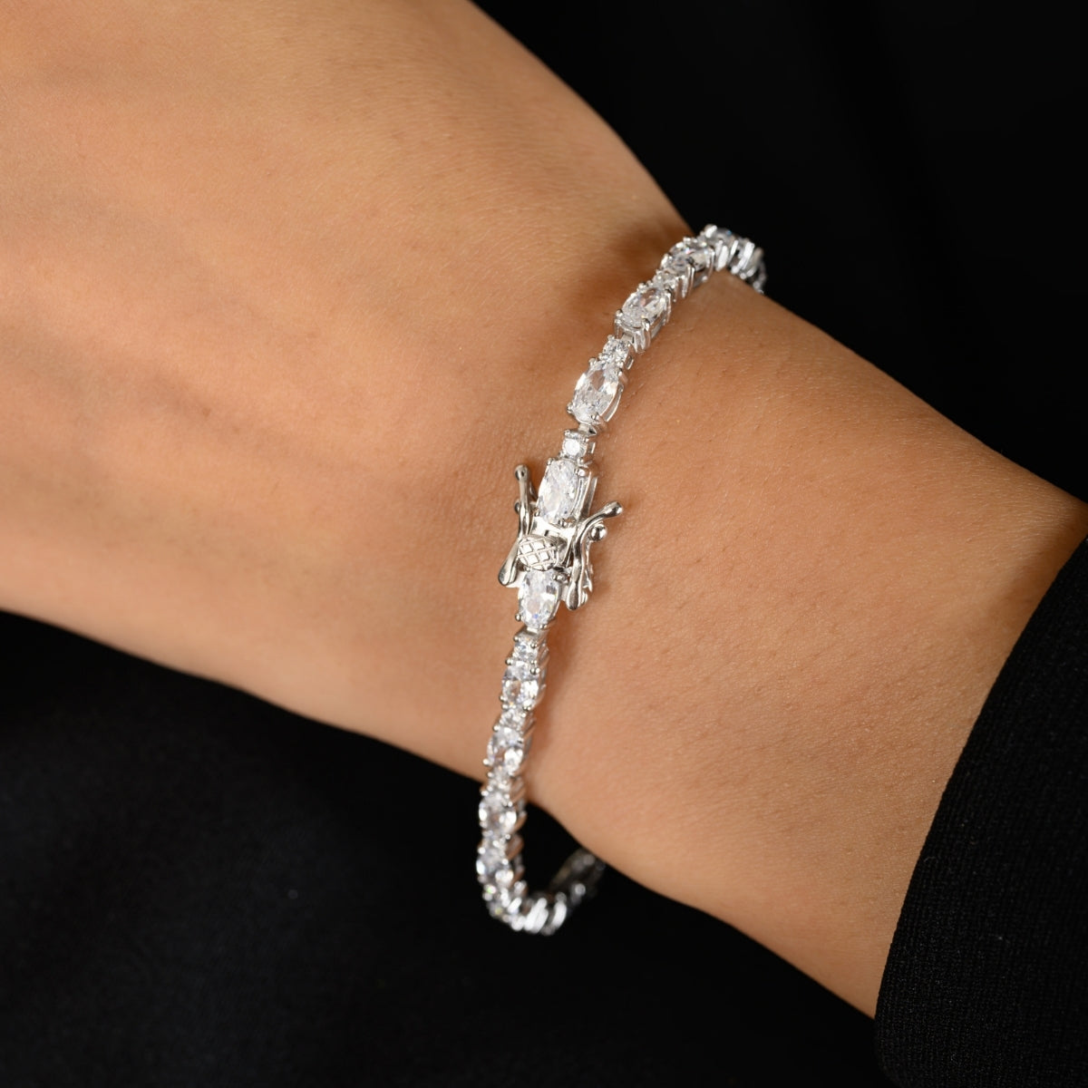 Elegant Oval Cut CZ Diamond Tennis Bracelets for Women- Available in White Gold - Green and Red Color Options