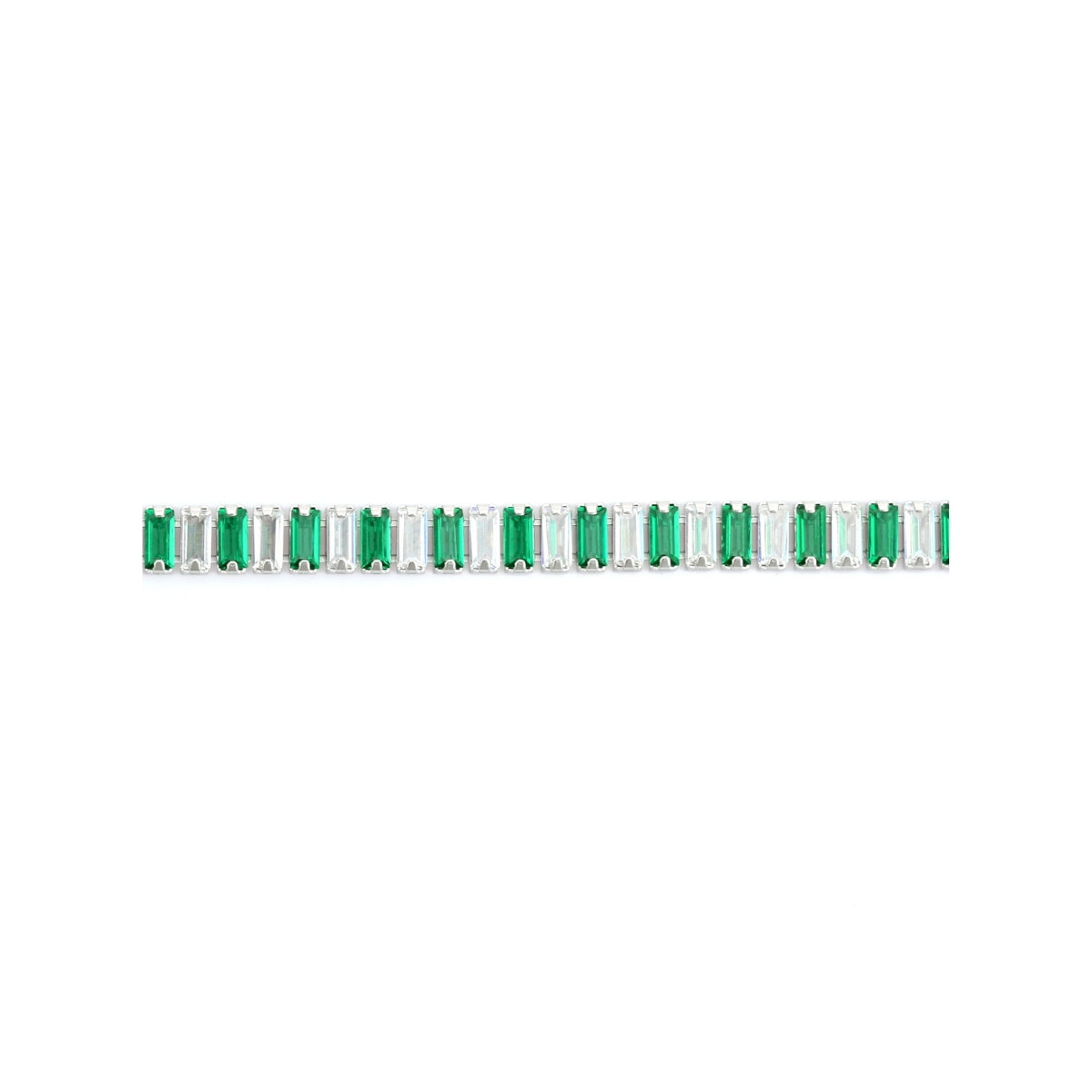 925 Silver Tennis Bracelet for Women with Delicate Baguette Cut Green & White CZ Diamonds