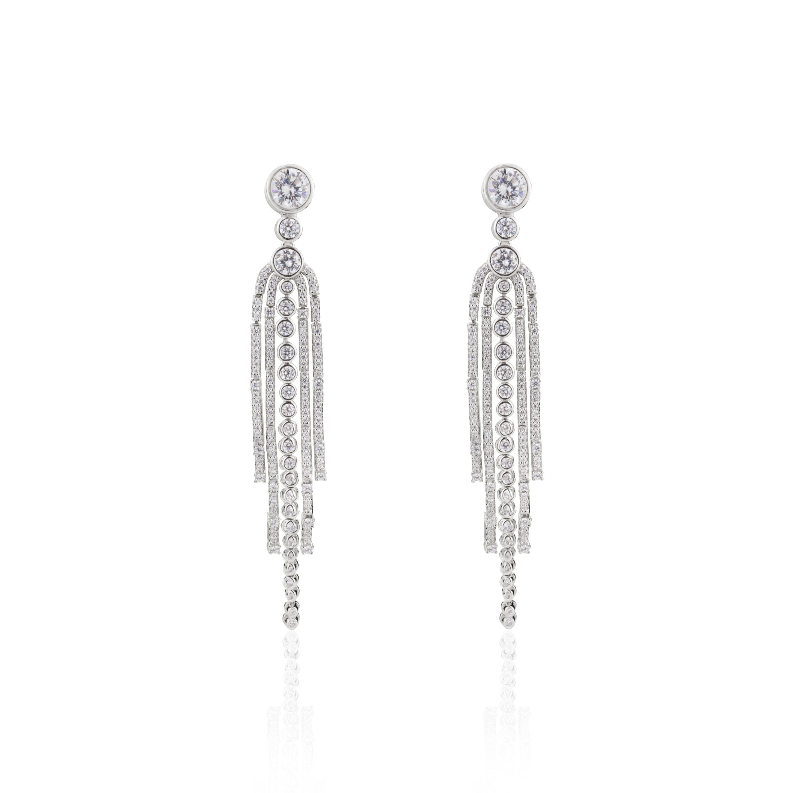 CZ White Gold Statement Danglers