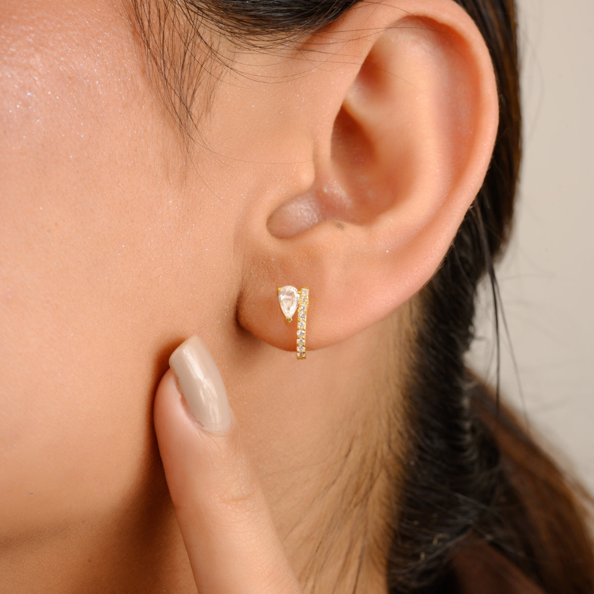 Pear Cut Diamond Hoop Earrings