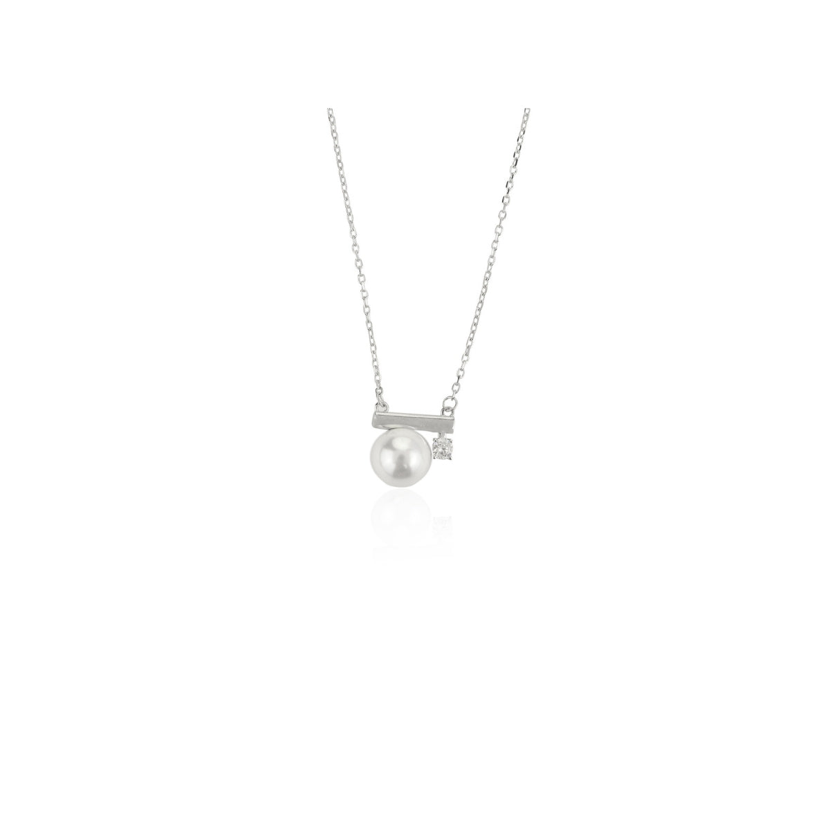 Pearl Balance Bar Pendant Necklace