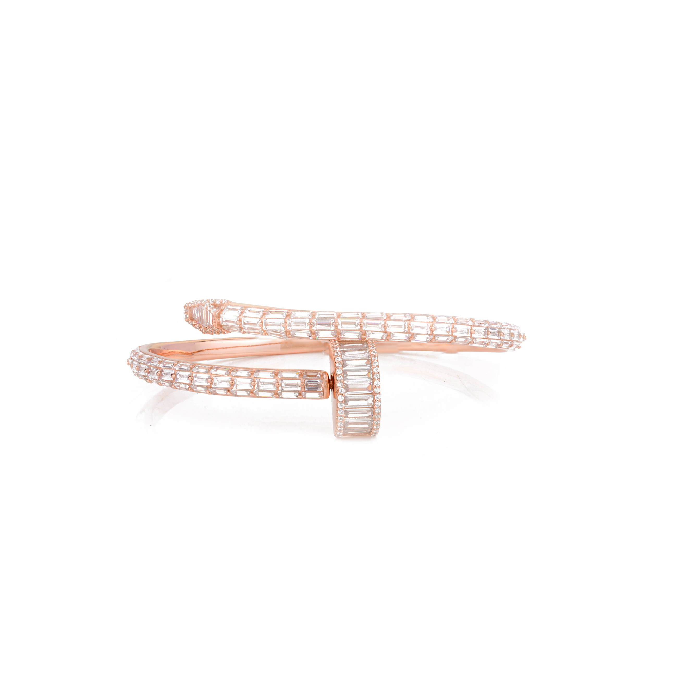 Rose Gold Cz Diamond Adorned Nail Bangle for Women