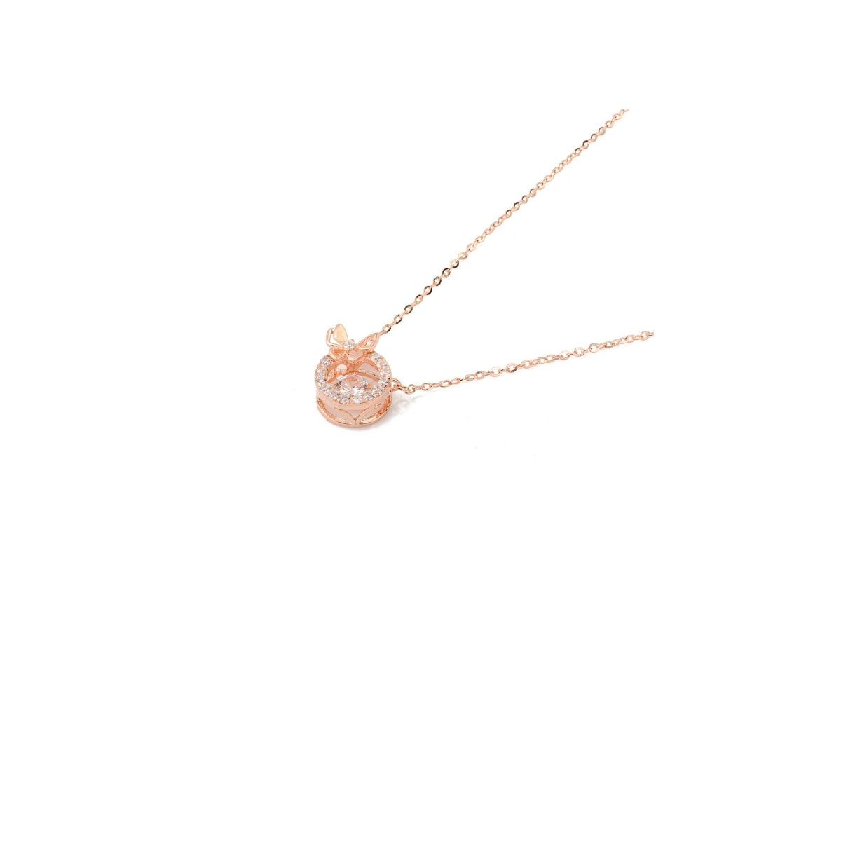 Rose Gold Dainty Charm Necklace with Sparkling Cz Diamonds