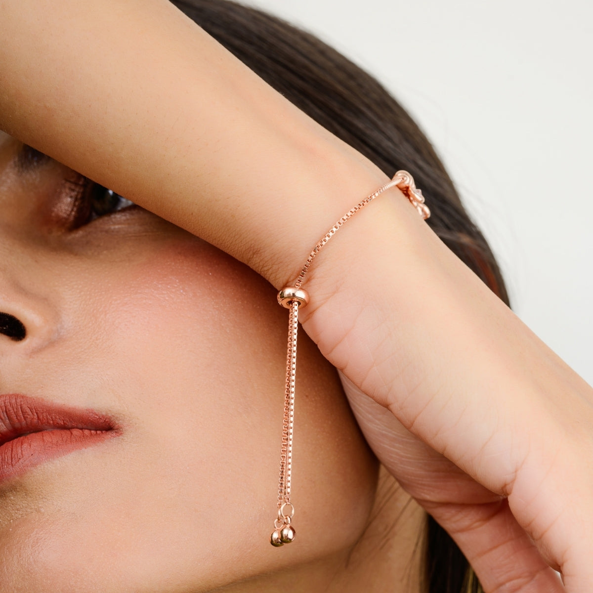 Rose Gold Plated Cz Charm Bracelet for Women