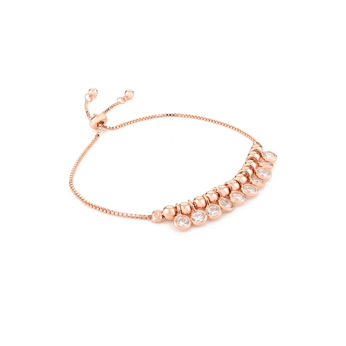 Rose Gold Plated Cz Charm Bracelet for Women