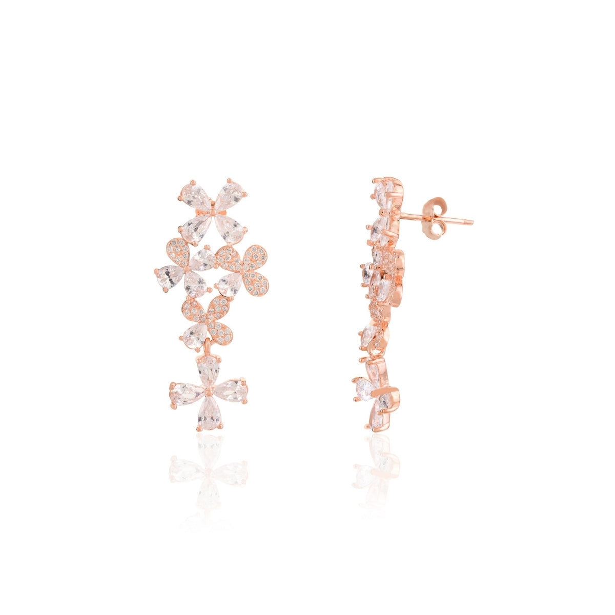 Rose gold Crystal Floral Earrings