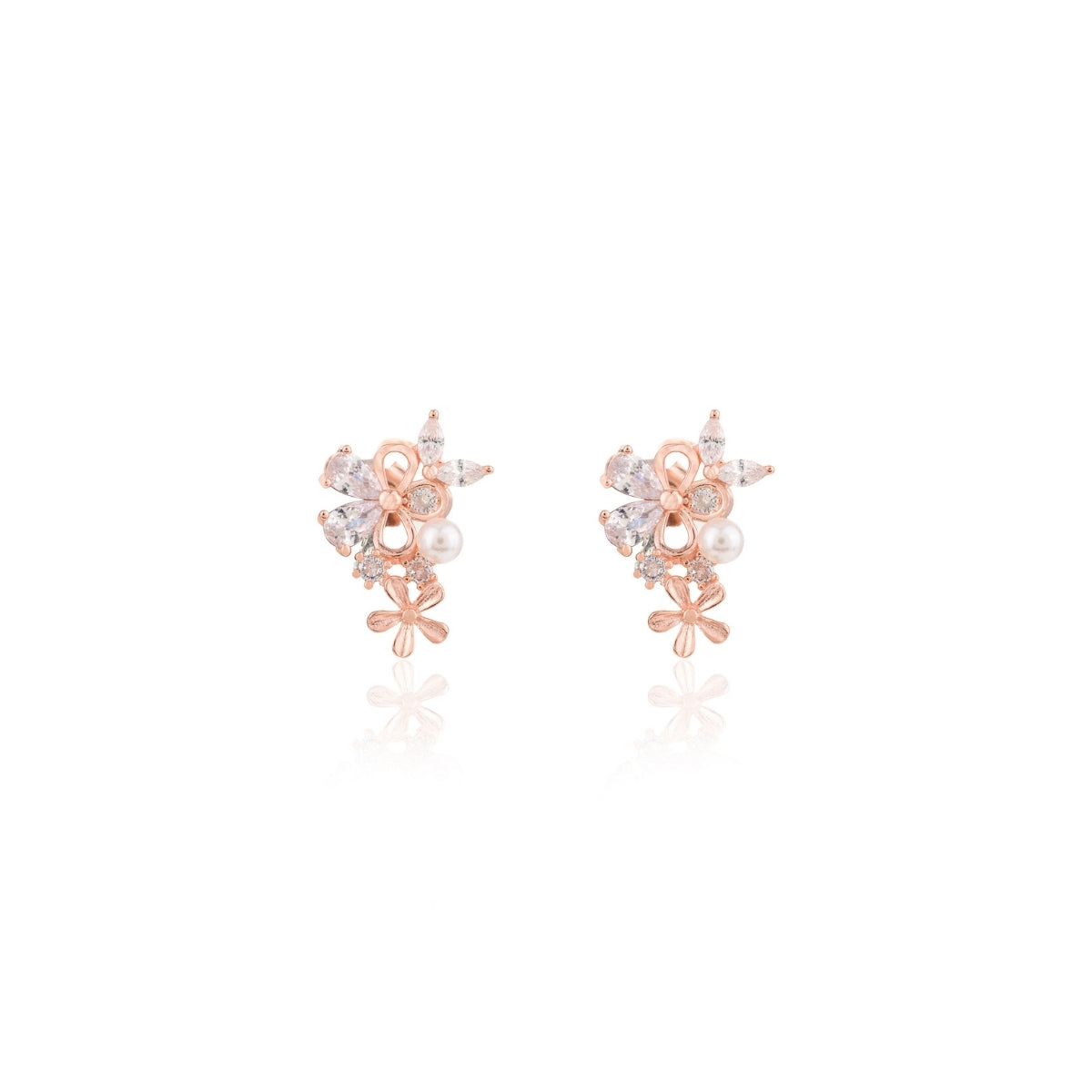 Rose gold Dainty Flower Stud Earrings