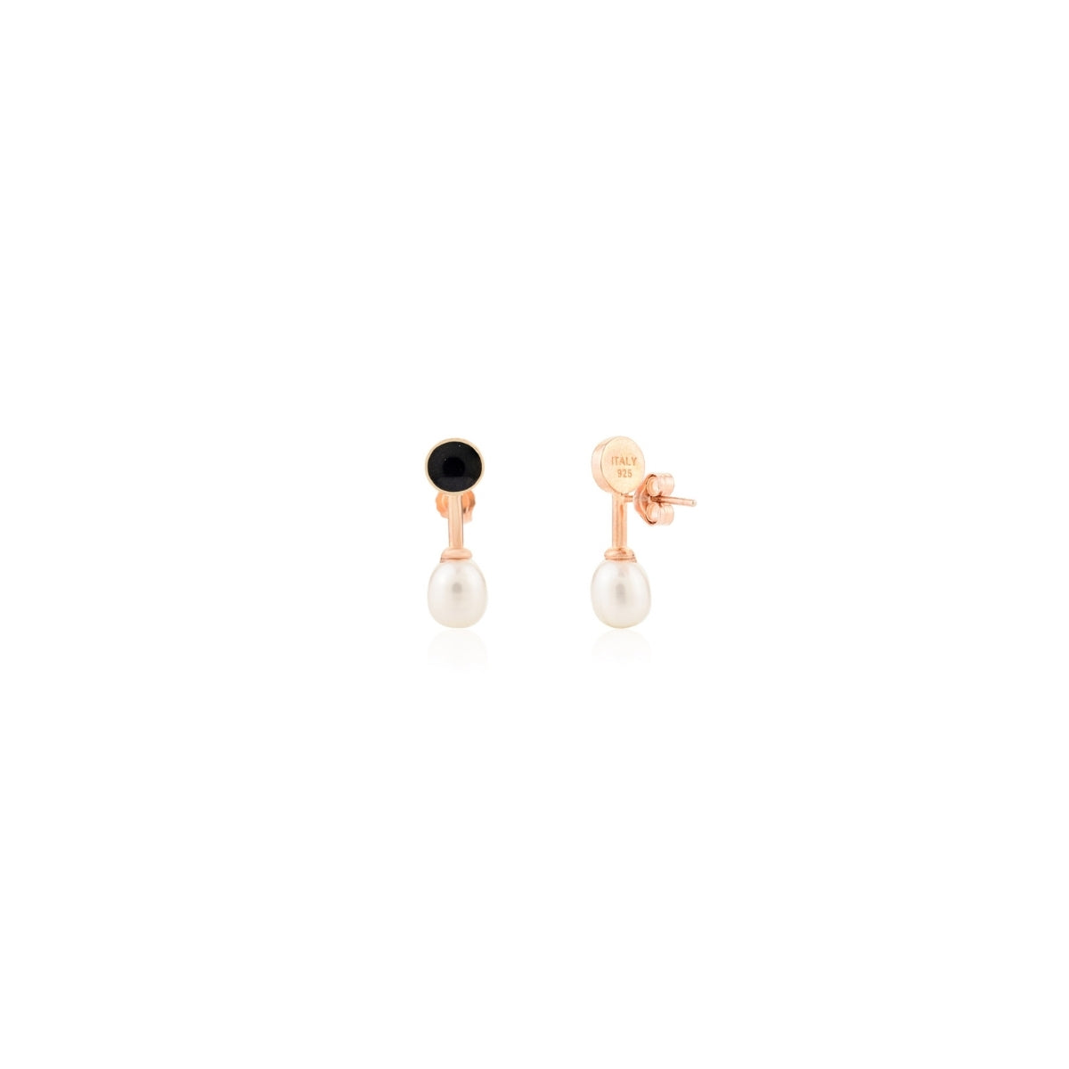 Rose gold Dainty Pearl Drop Silver Stud Earrings