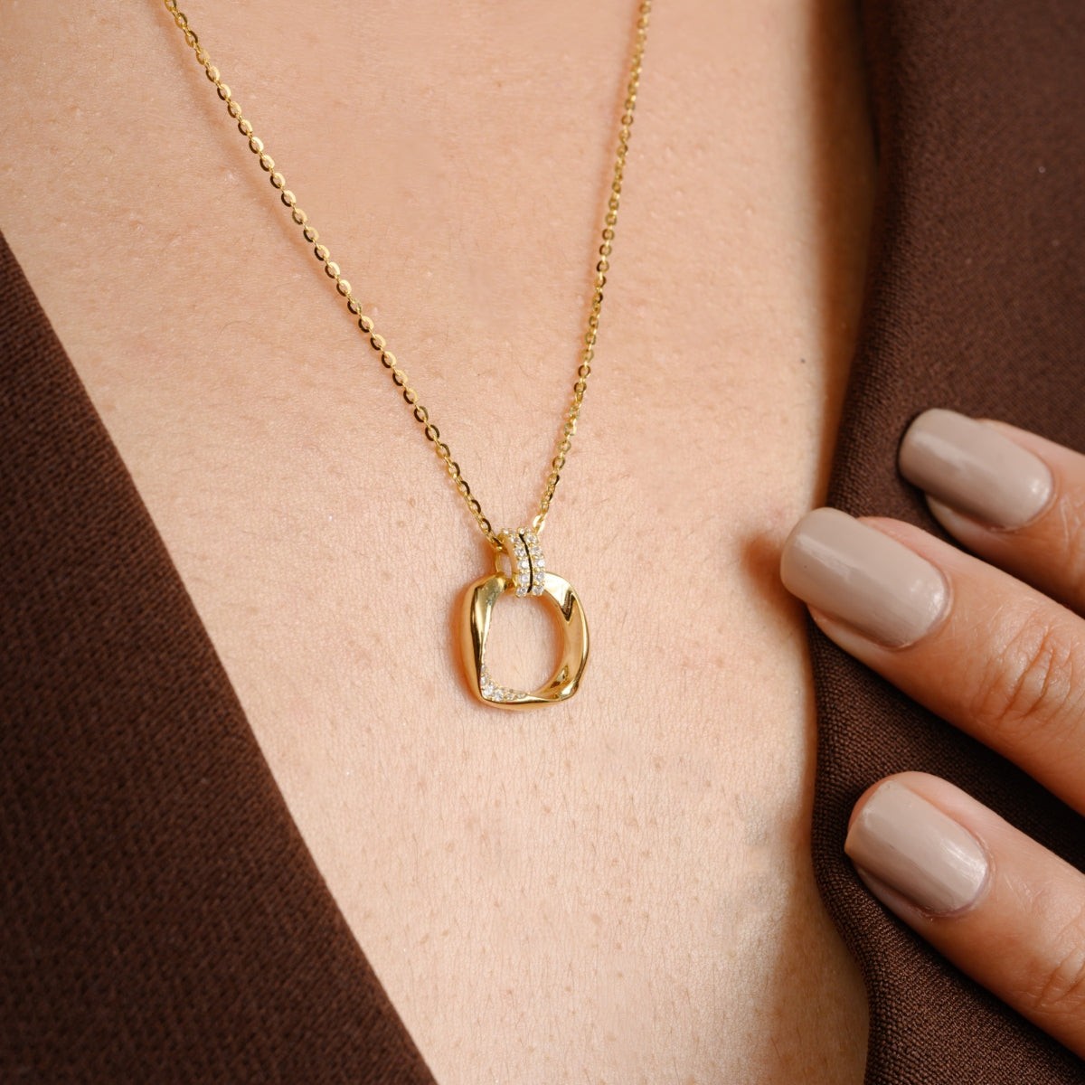 Rose gold Square Pendant Necklace