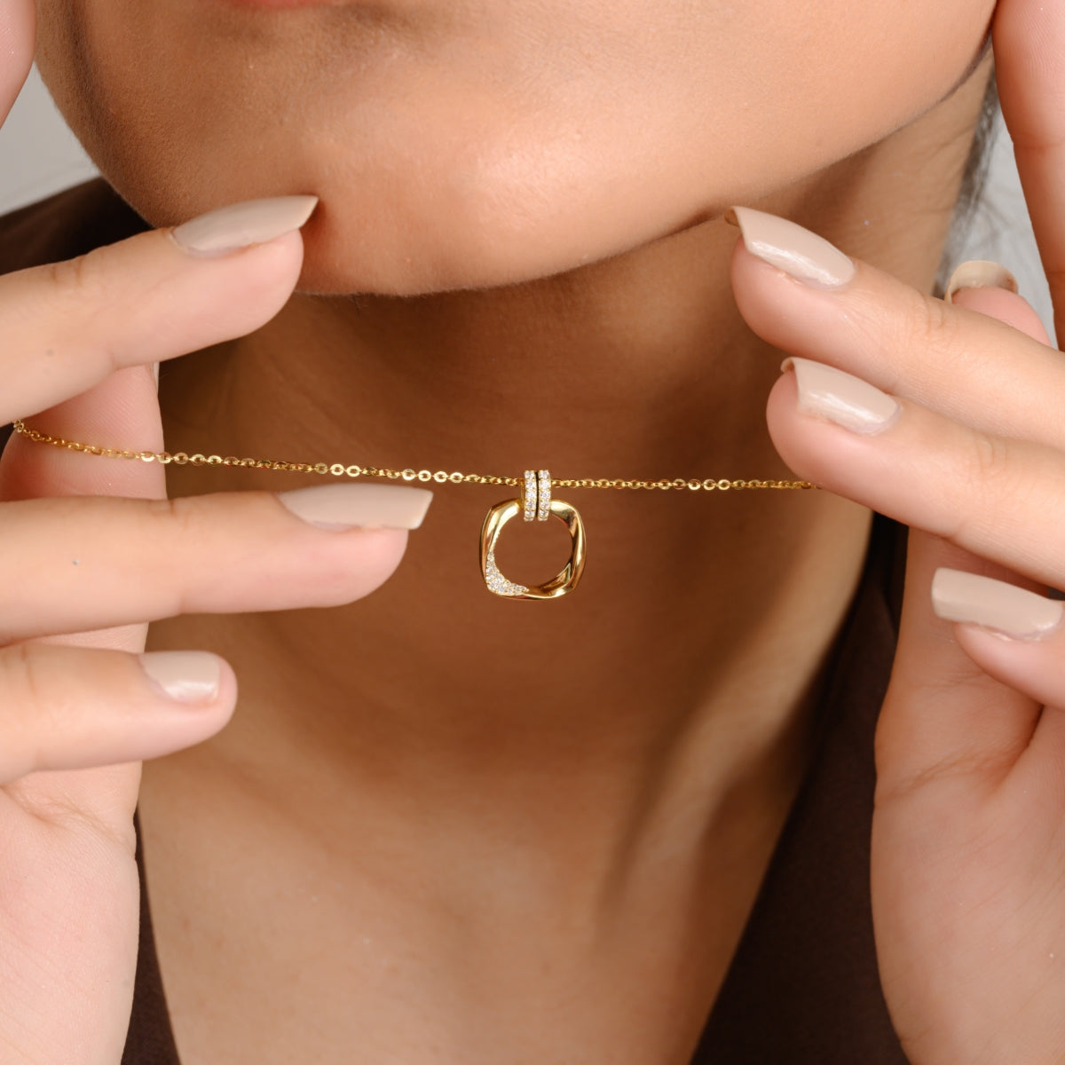 Rose gold Square Pendant Necklace