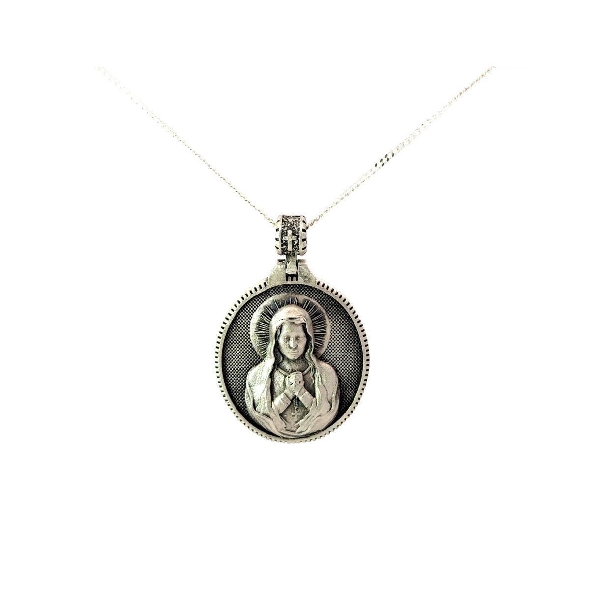 Antique Virgin Mary Catholic Prayer Charm Pendant