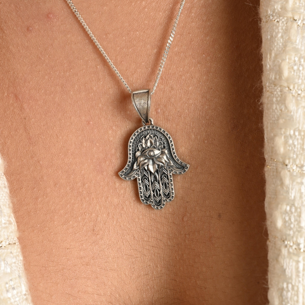 Hamsa Hand Evil Eye Pendant