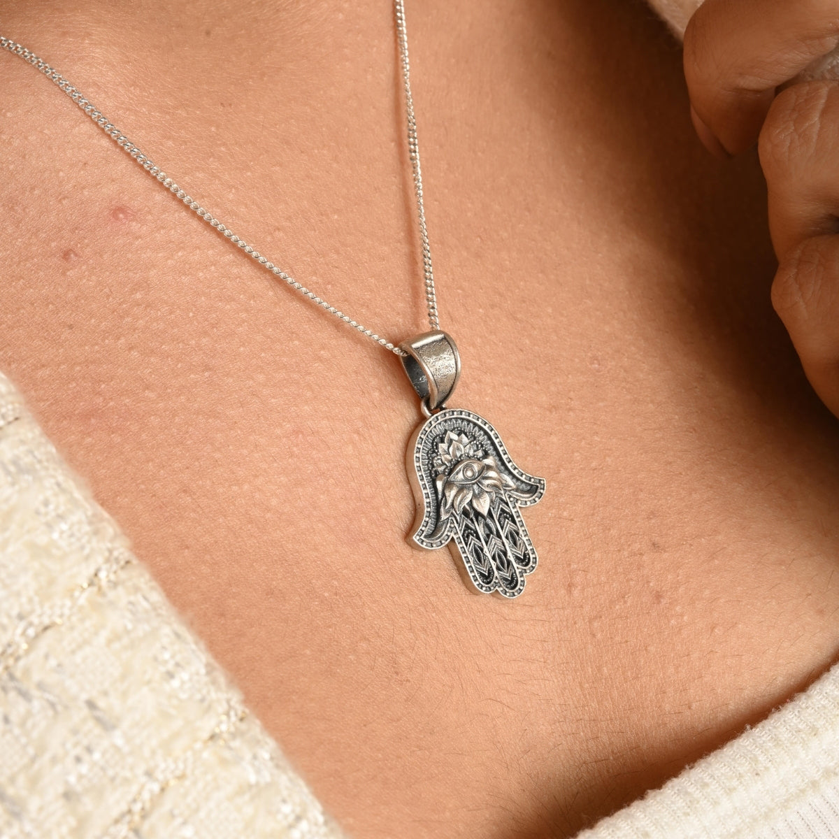 Hamsa Hand Evil Eye Pendant