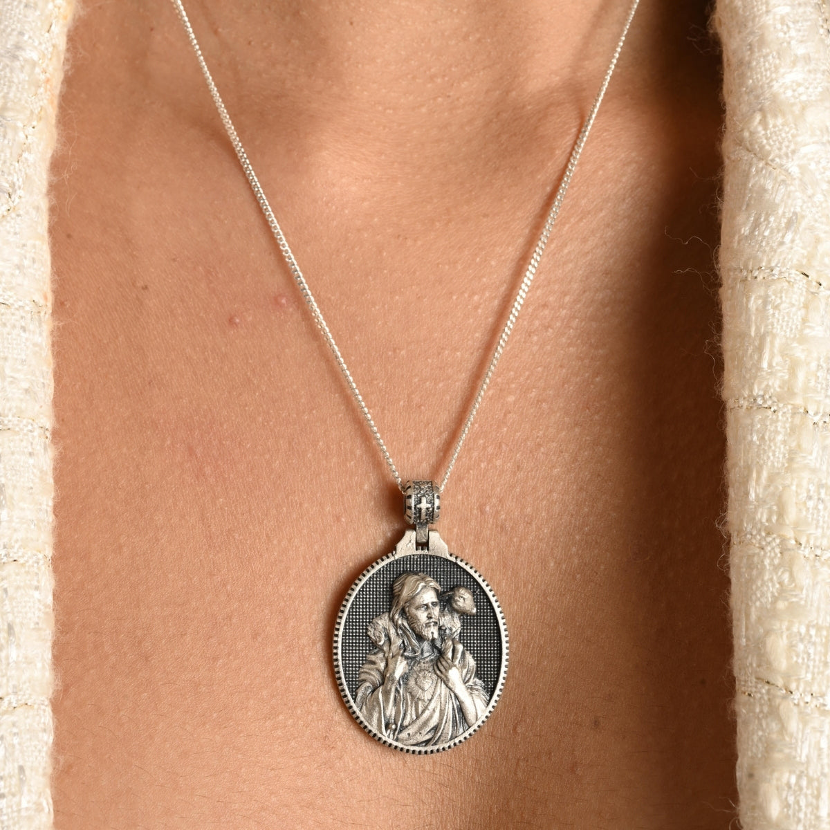Jesus with Lamb Pendant Charm
