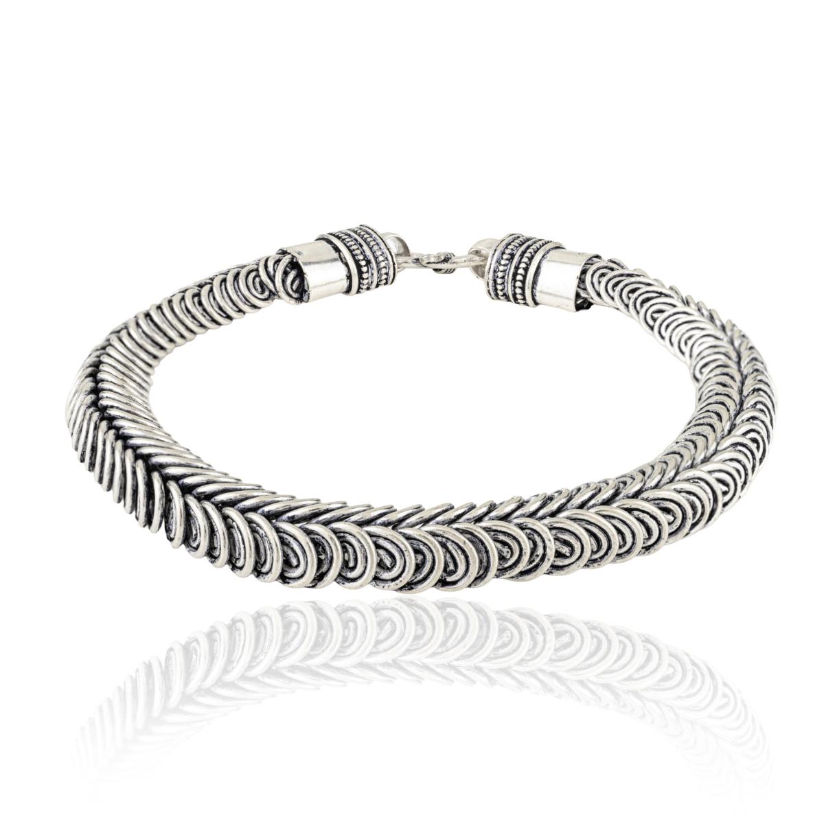 Sterling Silver Heavy Oxidized Dragon Bone Bracelet