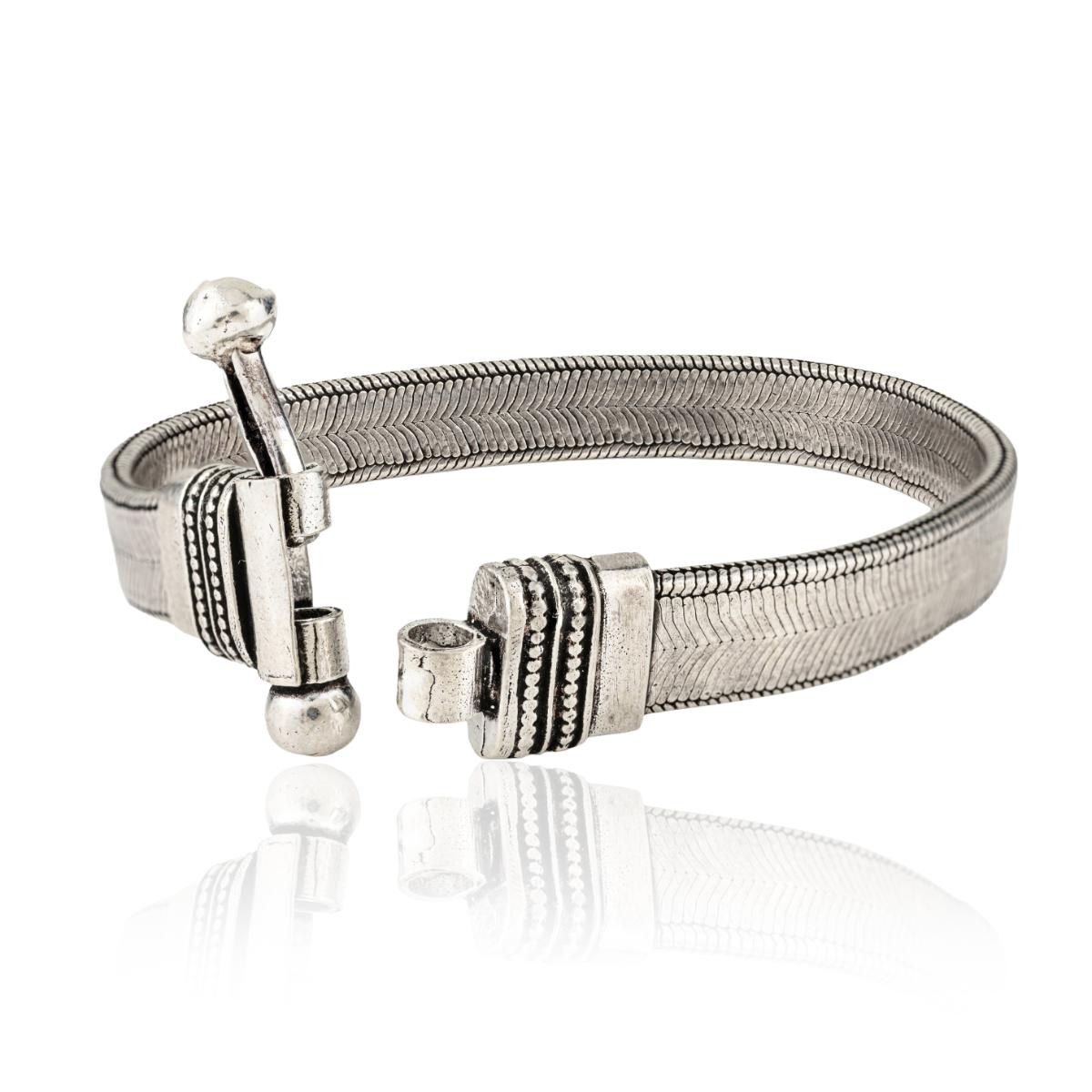 925 Sterling Silver Oxidized Handcrafted Wide Bracelet