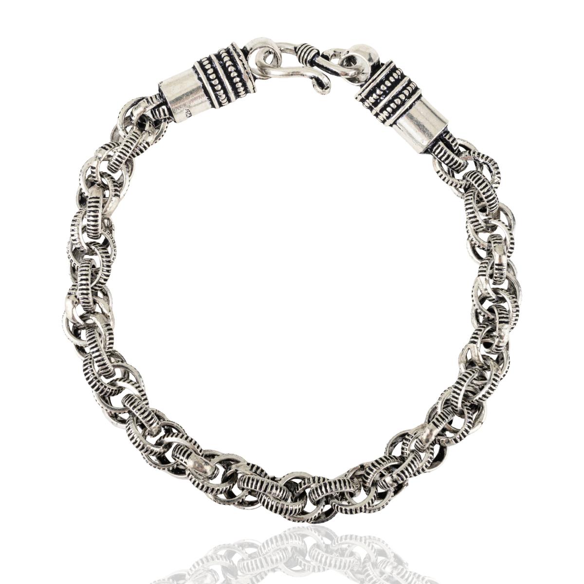 925 Sterling Silver Oxidized Handmade Link Bracelet