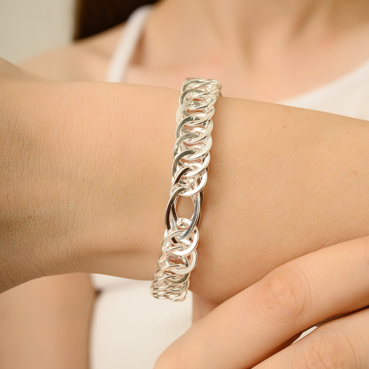 Sterling Silver Double Link Chain Bracelet