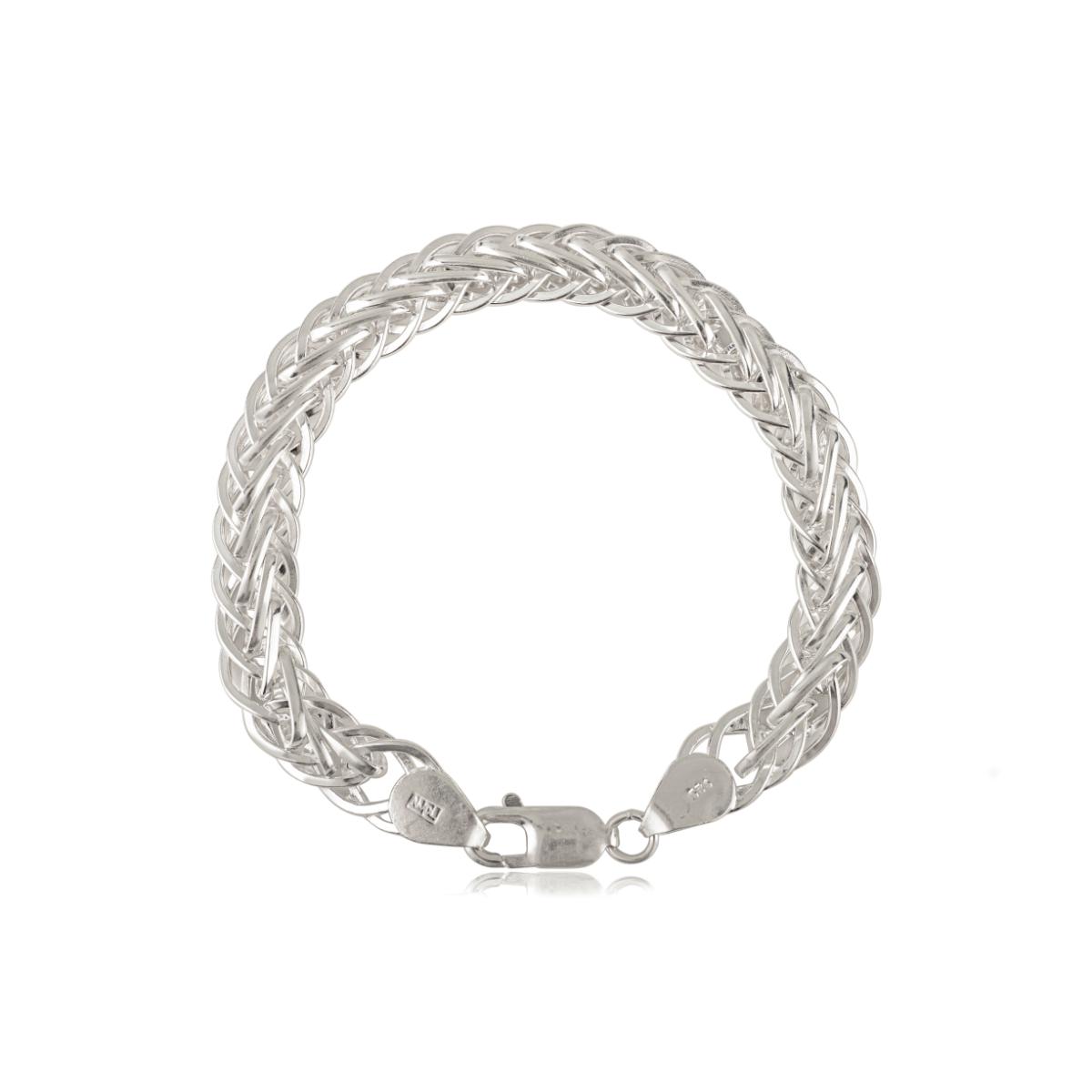 Sterling Silver Wide Woven Mesh High Polish Braided Chain Bracelet