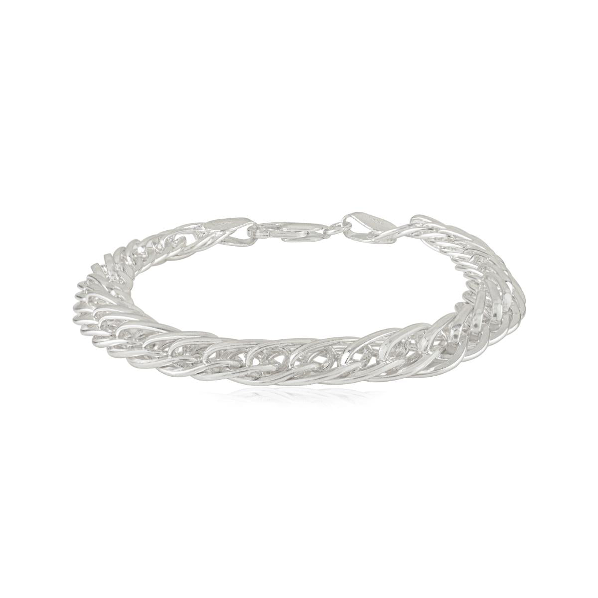 Sterling Silver Wide Woven Mesh High Polish Braided Chain Bracelet