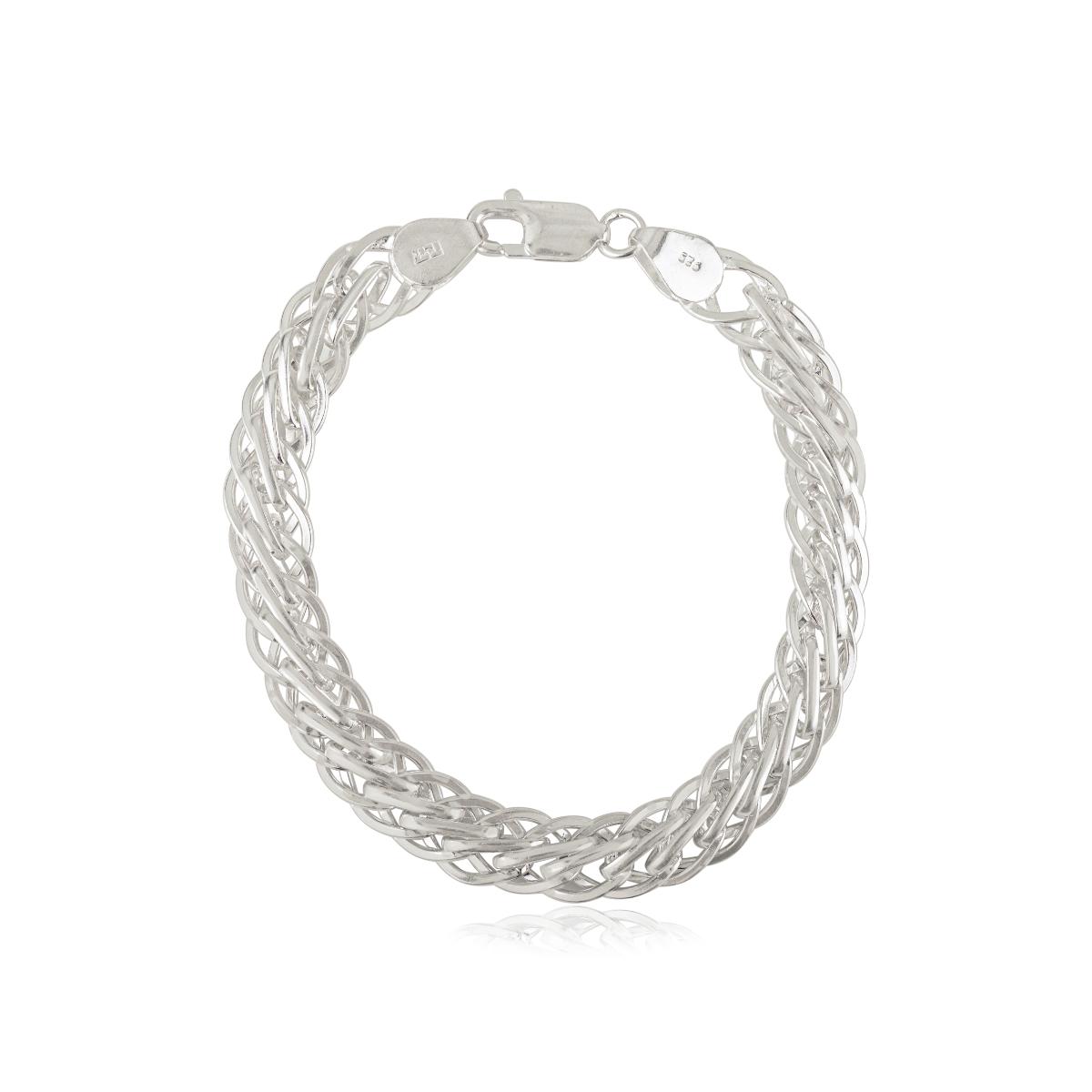 Sterling Silver Wide Woven Mesh High Polish Braided Chain Bracelet