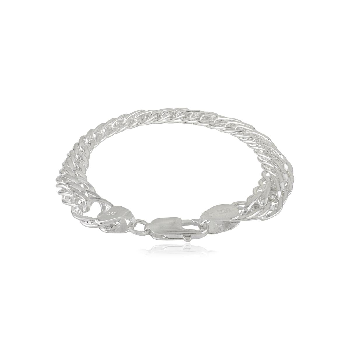 Sterling Silver Wide Woven Mesh High Polish Braided Chain Bracelet
