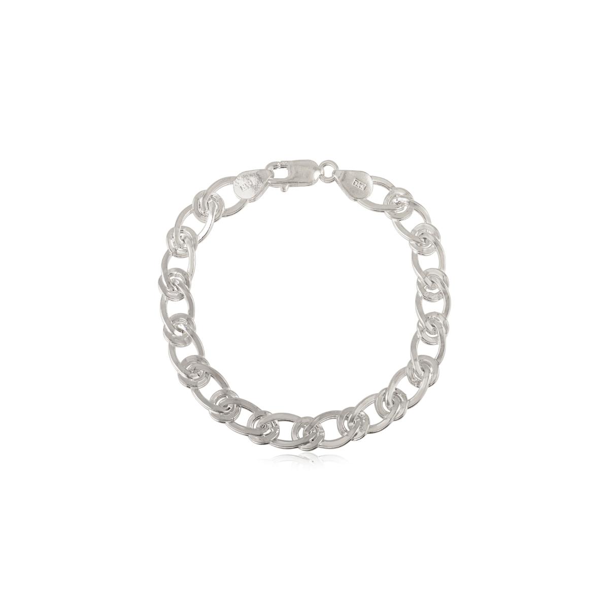 Solid 925 Silver Flat Double Everyday Link Chain Bracelet