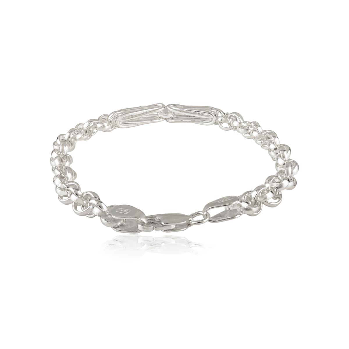 Modern Silver Link Bracelet - Double Chain with Elongated Center
